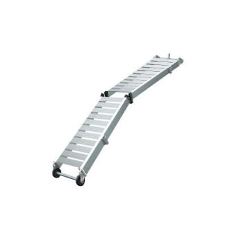 Aluminium folding split-type gangway for boats with wheels and non-slip surface