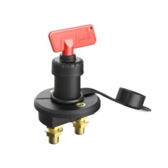 Battery disconnect switch with red removable key and dust cap