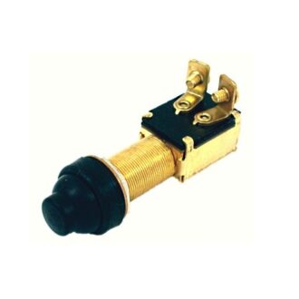 Brass momentary horn push button with rubber boot for marine panels