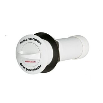 Flush-mount emergency rope ladder in plastic housing for boats
