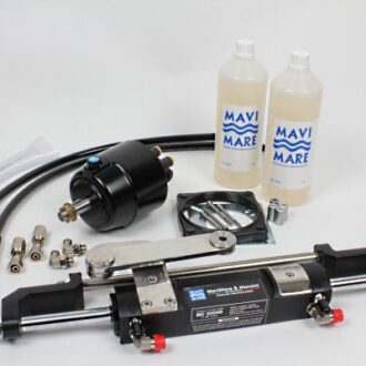 Hydraulic steering kit for outboards up to 300HP, front-mount bullhorn cylinder