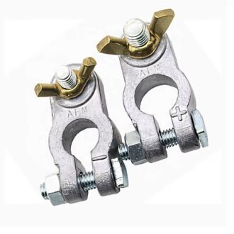 Lead battery terminals set (+/−) with wing nut for marine use
