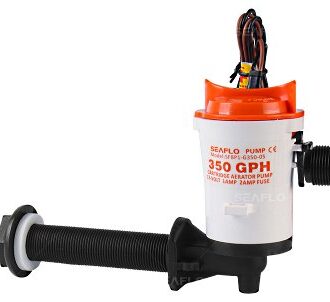 12V 350 GPH livewell aerator pump with 90° elbow outlet