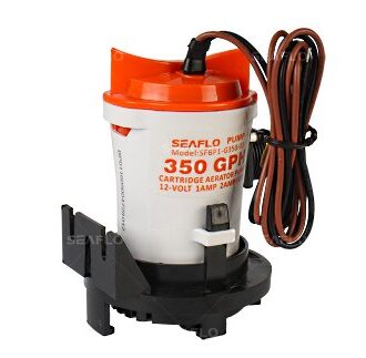 12V 350 GPH livewell aerator cartridge pump with quick-release base