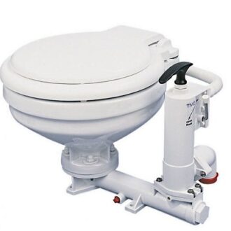 Manual marine toilet for boats with pump and base