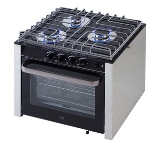 Marine stainless steel gas stove with 3 burners and 30L oven, gimbal and Piezo ignition