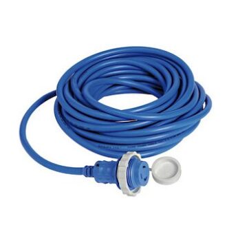 Marine shore power cable 10 m 16 A blue waterproof plug