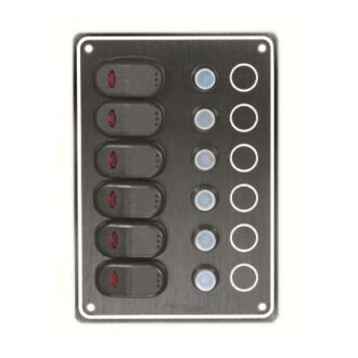 Marine 5 or 6 gang switch panel with LED breakers and USB port