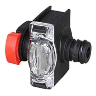 Inline inlet strainer for pressure pump with clear inspection window and barbed hose tail