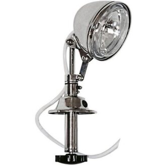 Stainless 12V marine spotlight with rotating clamp base