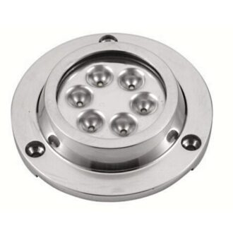 Stainless underwater light 6x3W LED, 560 lm, 10–30V, Ø90 mm, white or blue