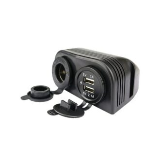 Surface-mount 12V cigarette socket with dual USB ports for boats