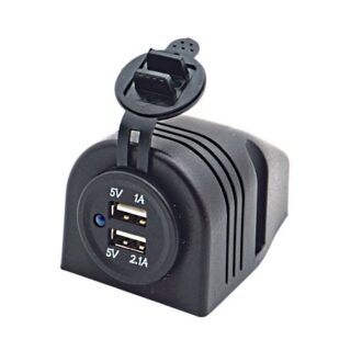 Surface-mount marine dual USB 5V socket with protective cap