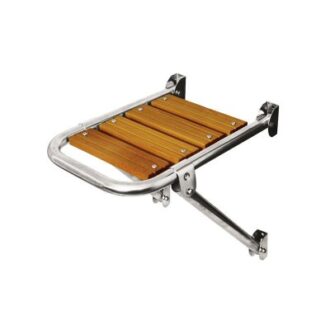 Stainless transom swim platform with wooden deck, 27×39 cm