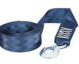 Winch strap with safety hook for boat trailer