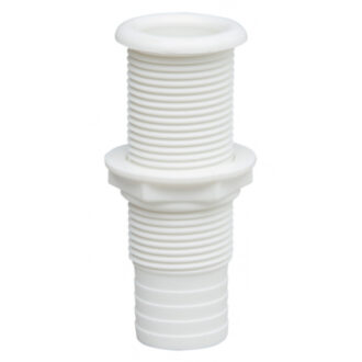 Marine drain fitting Ø25mm x 100mm, available in white or black