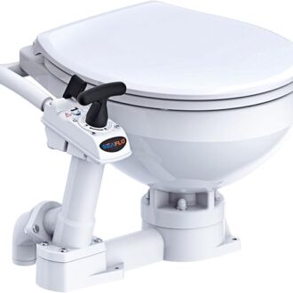 SEAFLO manual marine toilet with hand pump, for fresh or raw water flushing