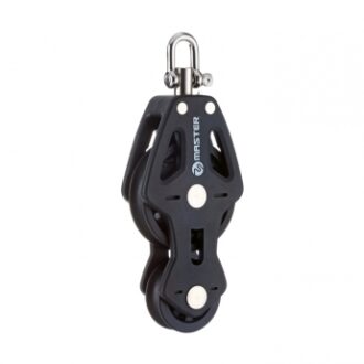 Marine swivel fiddle block with two sheaves of different sizes