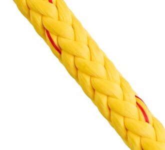 Yellow foam-core 24-strand braided marine rope