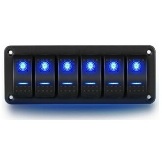 6-gang illuminated rocker switch panel (12/24 V)