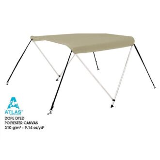 Aluminum bimini top with 2 support poles, 170 cm length