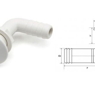 Angled deck drain hose fitting ¾″–1½″