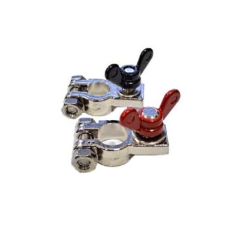 Nickel battery terminals with wing nuts – pair (red and black)