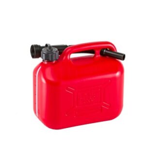 Red HDPE fuel jerrycan with pour spout – 5L, 10L, 20L
