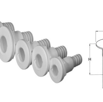 Deck drain for hose with white flange (½″–1½″)