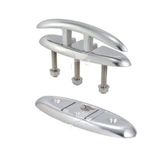 Flush pull-up deck cleat, flat profile, stainless steel