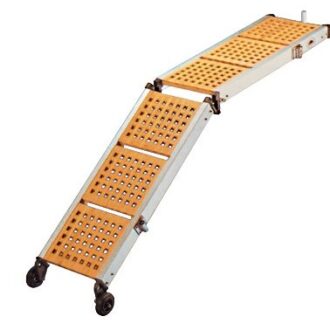 Folding aluminum gangway with teak surface