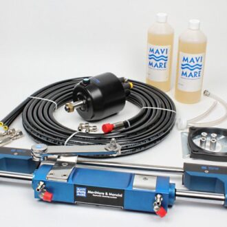 Outboard hydraulic steering kit up to 350HP with front-mount bullhorn cylinder