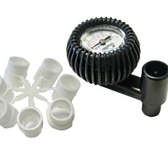Pressure gauge for inflation pumps with adapter set