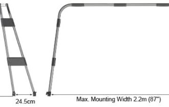 Stainless steel 32 mm folding roll bar for boats, 1.1 m height 2.2 m width