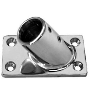 Rectangular 60° stainless stanchion base for 22 mm tube