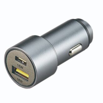 Male car lighter plug with USB-C and USB-A 12/24V