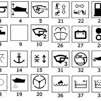 Marine switch labels sheet with 40 symbols for boat panels