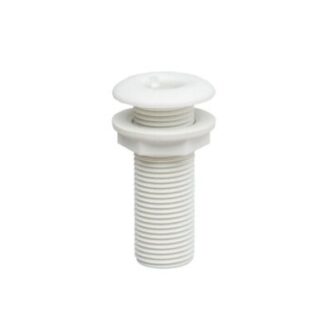 Plastic threaded thru-hull deck drain in ½″, ¾″, 1″, 1¼″, 1½″