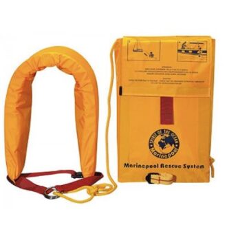 Floating MOB rescue system with sling and yellow deck bag