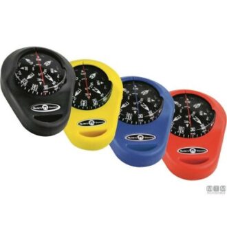 Riviera Mizar hand bearing compass in blue, red, black and grey