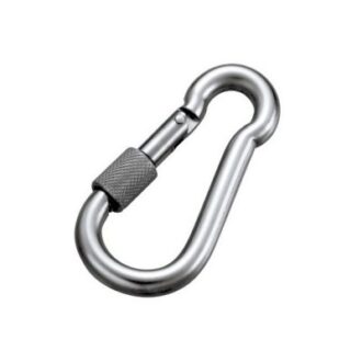 Snap hook carabiner with screw lock, sizes 6–12 mm