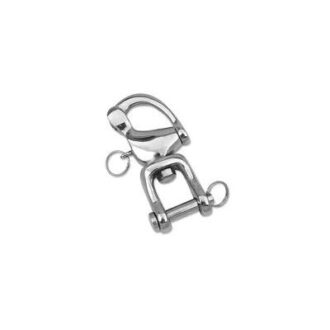 Stainless steel AISI 316 snap shackle with swivel eye and quick-release
