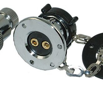 Stainless marine deck plug and socket with cap, 2/3/4 pin, 3A or 5A