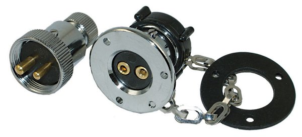 Πρίζα Καταστρώματος INOX με Καπάκι & Αλυσίδα – 2/3/4 Θέσεων, 3A ή 5A 1 Stainless marine deck plug and socket with cap, 2/3/4 pin, 3A or 5A