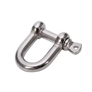 Stainless steel D shackle with screw pin – sizes Ø4–16 mm