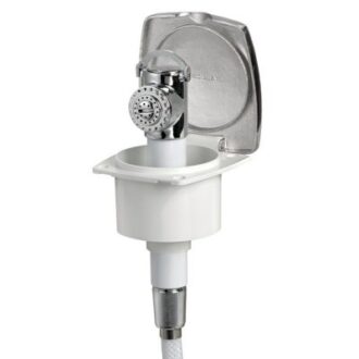 Stainless steel recessed deck shower with 2.5 m hose, straight mechanism