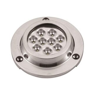 Stainless marine underwater LED light, 9×3 W, 10–30 V, Ø90 mm, 995 lm