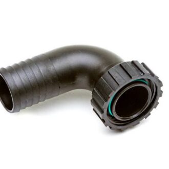 Tank elbow outlet with hose barb and locknut, 25–38 mm