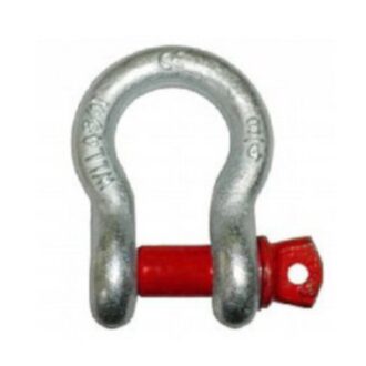 Tested bow shackle with red pin, galvanized steel (12–32 mm)