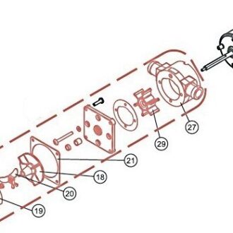 Marine toilet pump repair kit with impeller, gasket and housing